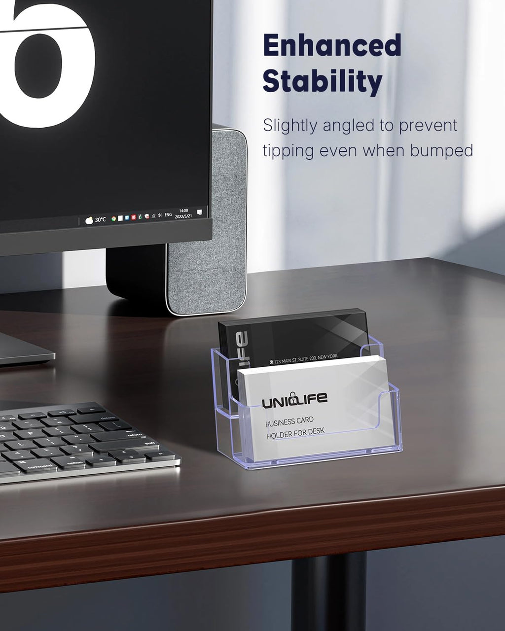 Uniclife 2 Pack Acrylic Business Card Holder for Desk, 120 Card Capacity