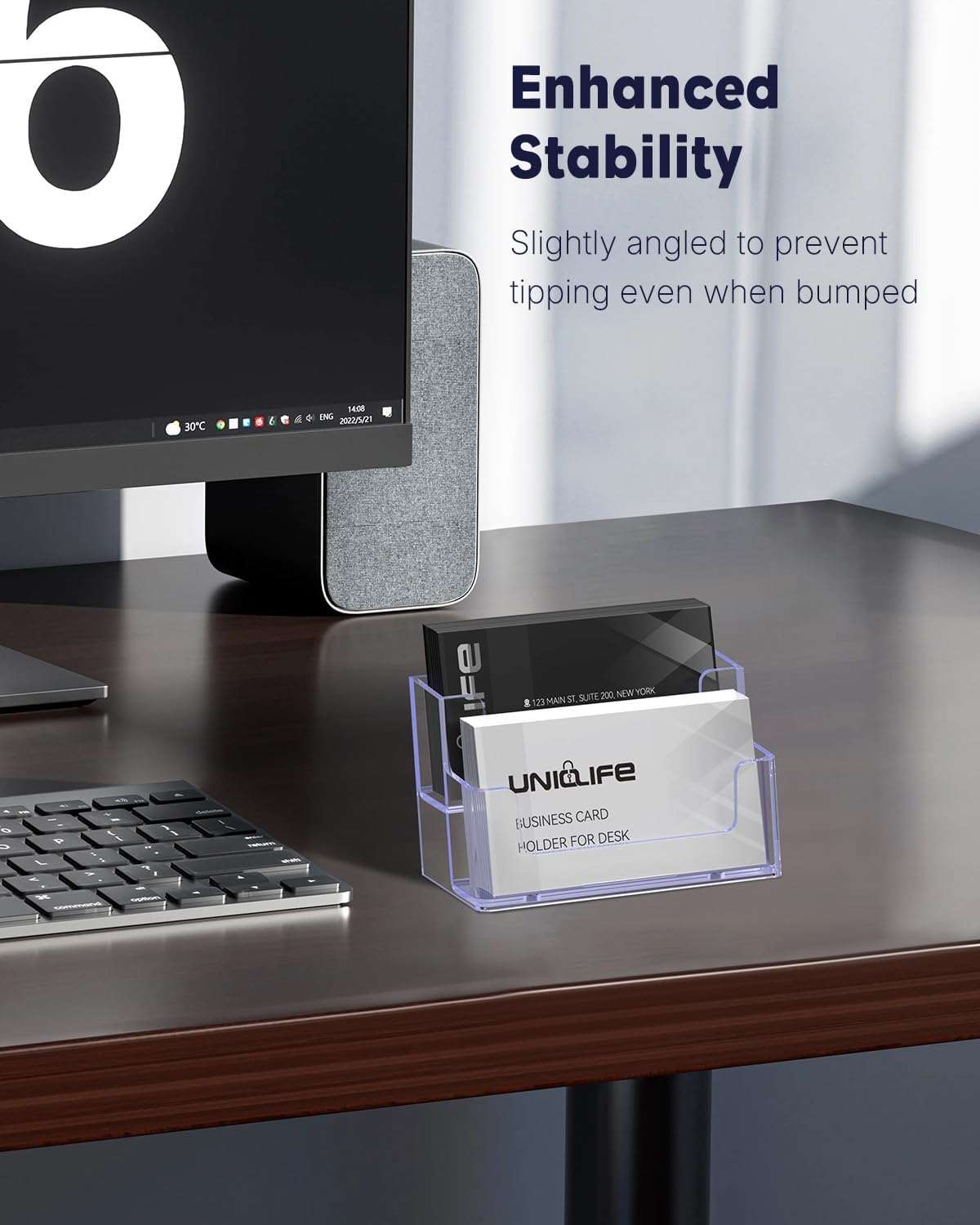 Uniclife 2 Pack Acrylic Business Card Holder for Desk, 120 Card Capacity