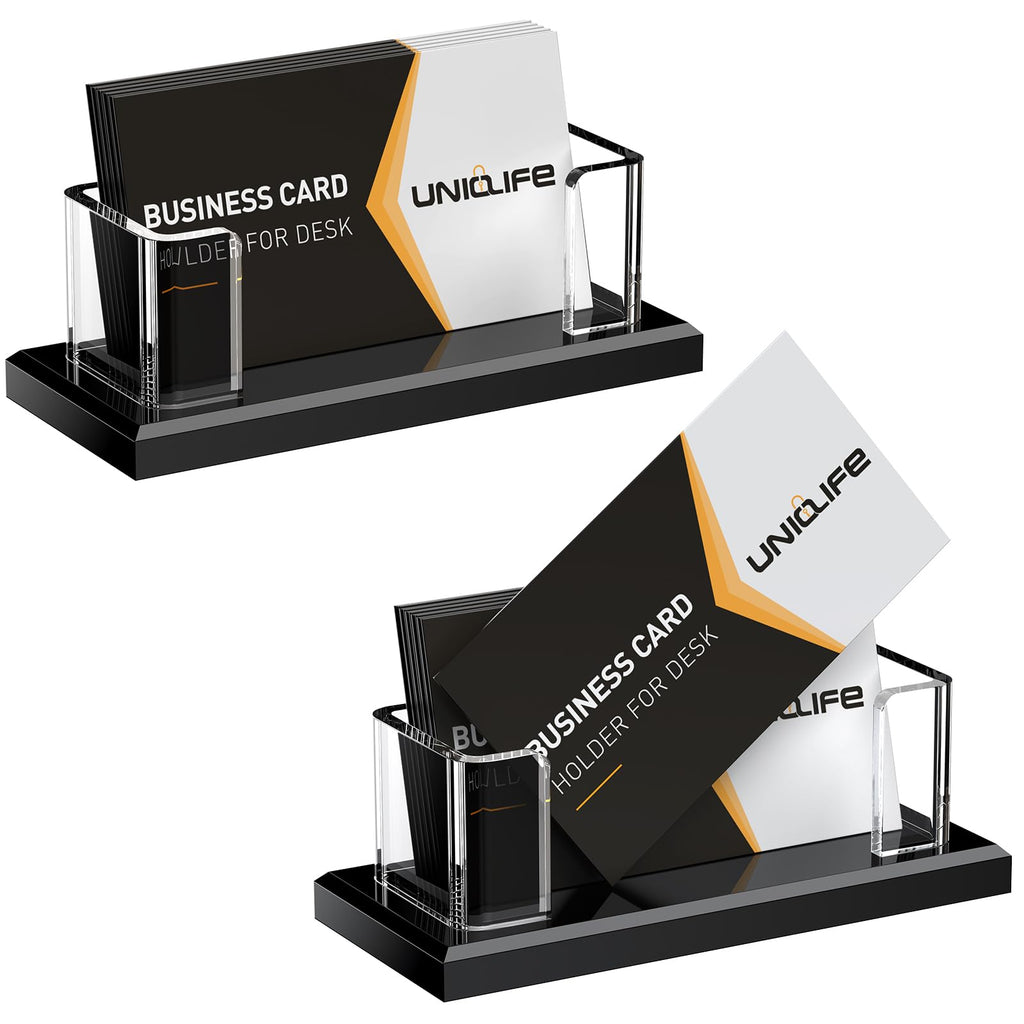 Uniclife Acrylic Business Card Holder for Desk 1 Slot, 60 Card Capacity