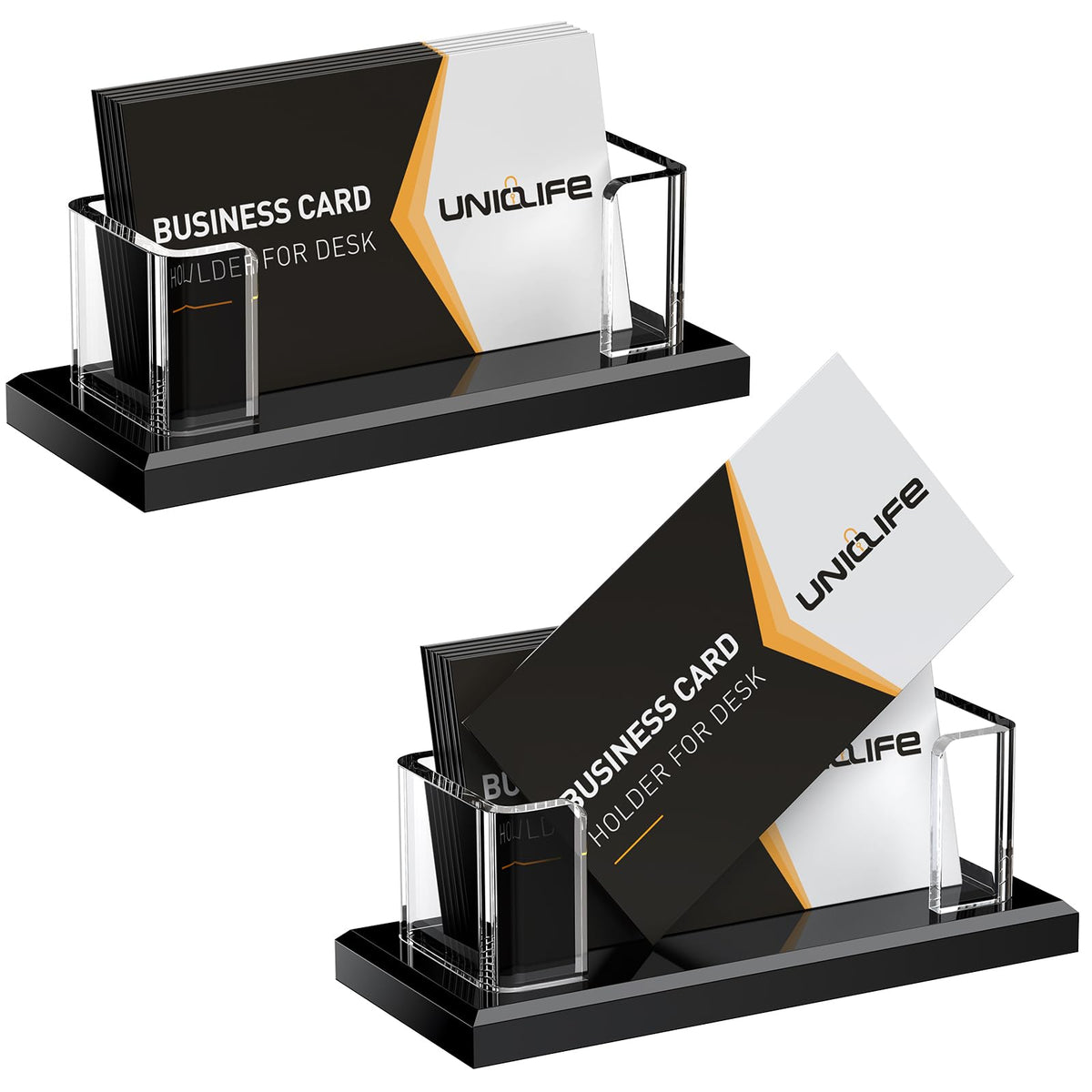 Uniclife Acrylic Business Card Holder for Desk 1 Slot, 60 Card Capacity
