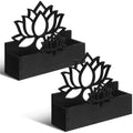 Qunclay 2 Pack Lotus Flower Business Card Holder, Wooden Decorative Business Card Holders for Desk Postcard Organizer Display Stand for Office Desktop(Dark Brown)