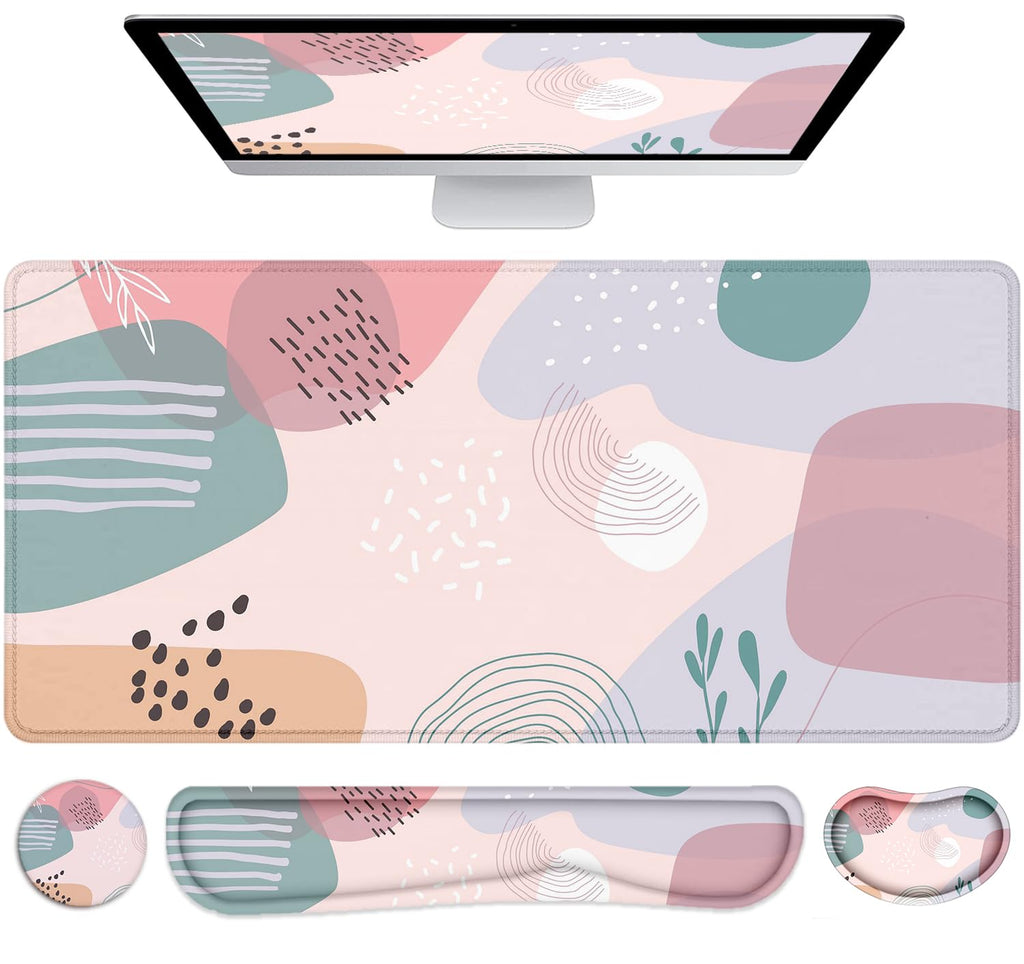 Large Mouse Pad with Wrist Rest, 4-in-1 Wrist Rest for Keyboard and Mouse
