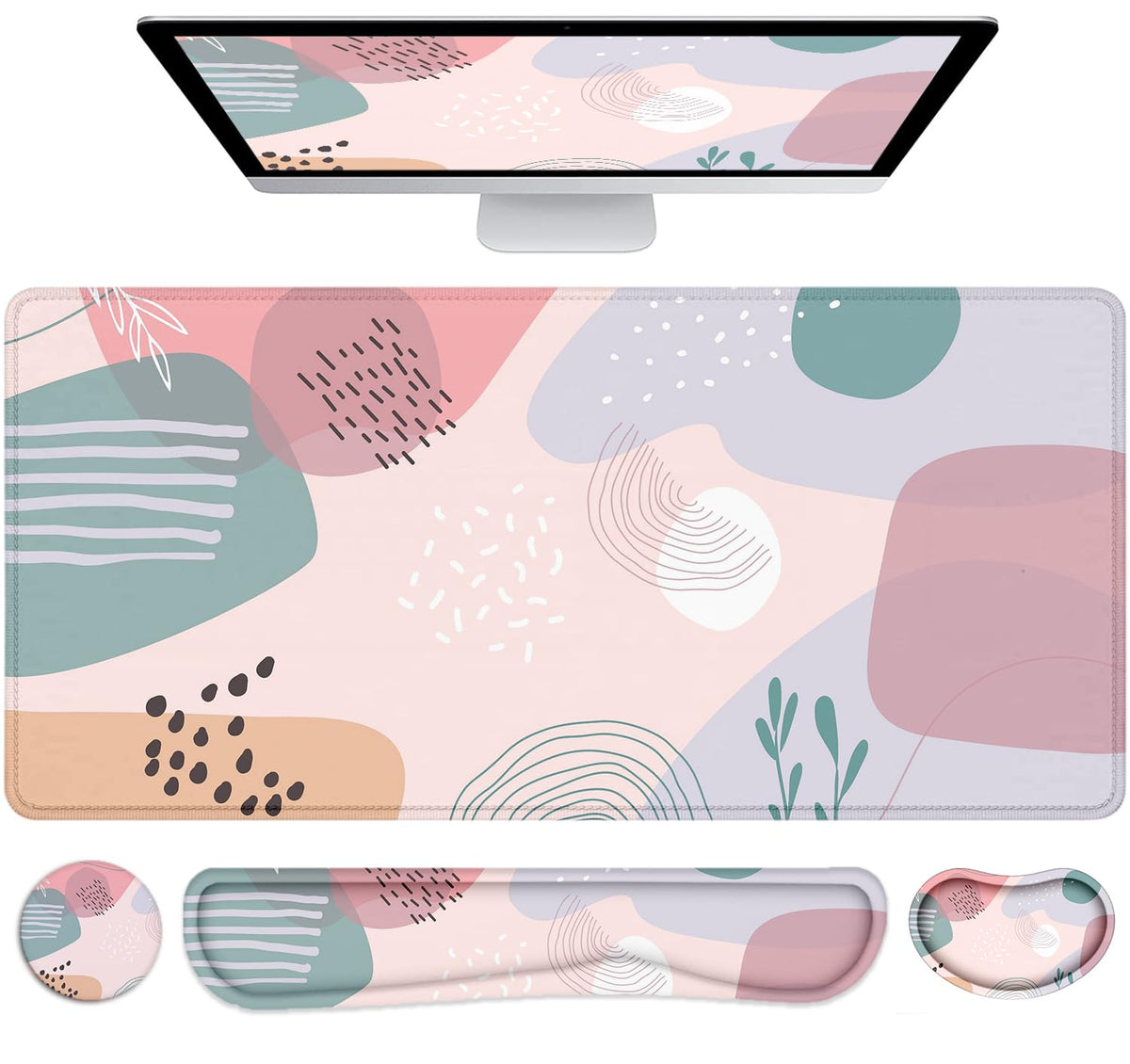 Large Mouse Pad with Wrist Rest, 4-in-1 Wrist Rest for Keyboard and Mouse