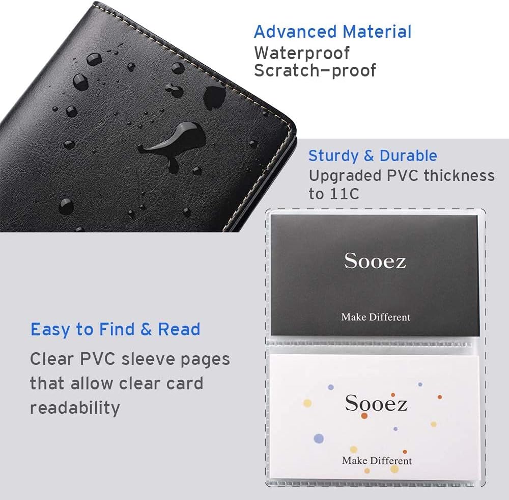 Sooez Leather Professional Business Card Book Holder Organizer for 240 Card