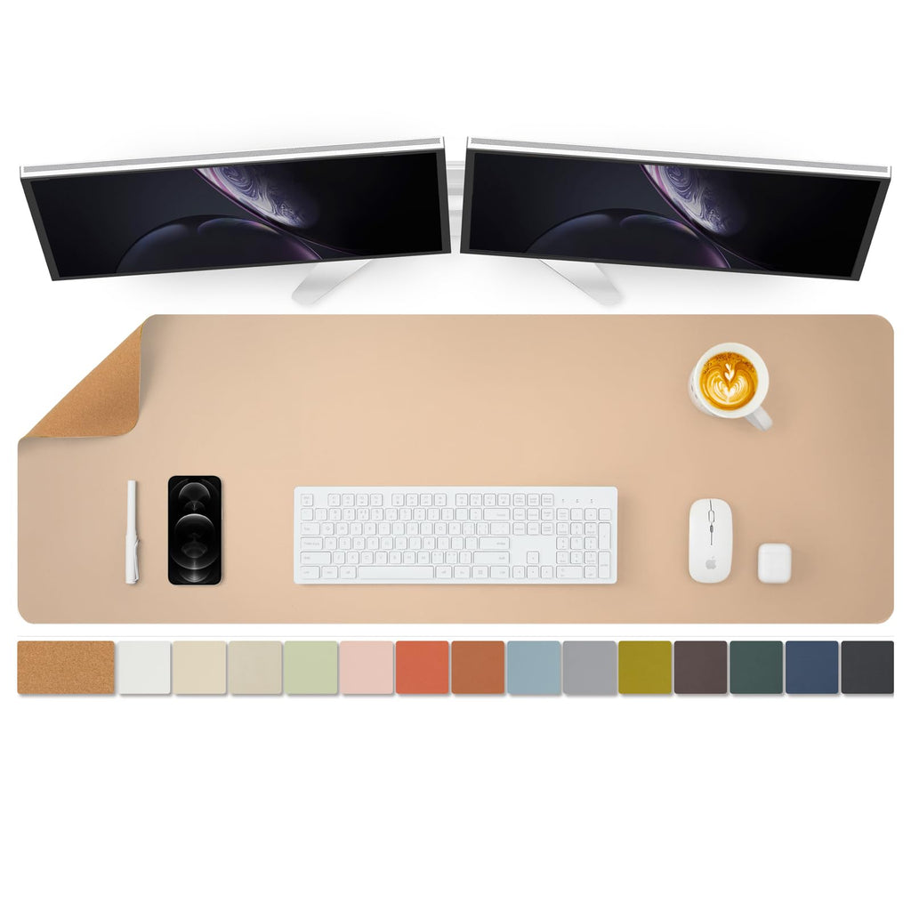 Large Cork Desk Mat - 47.2"x 17" Desk Pad for Office and Home - Ideal for Large Mouse Pad and Desk Mats on Top of Desks(Black)