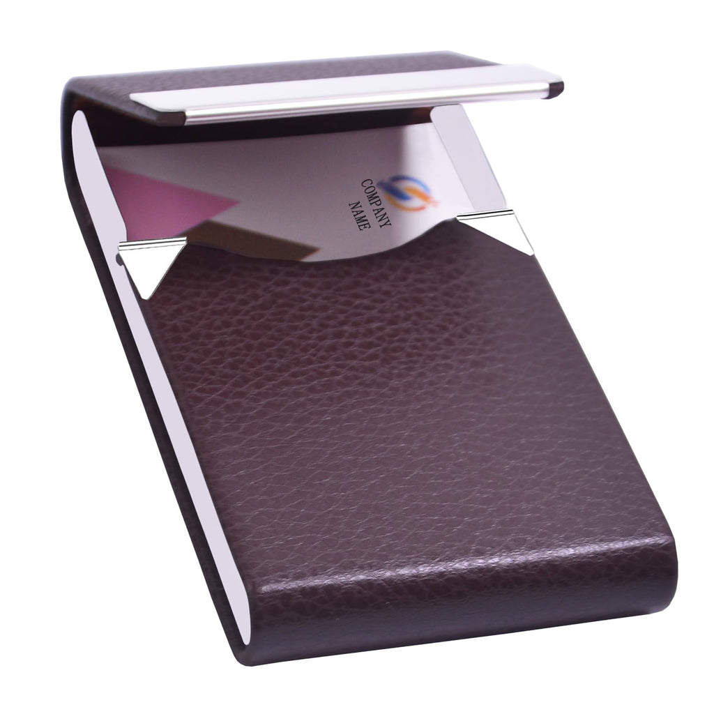 Business Card Holder PU Leather&Metal Business Card Case,Black1