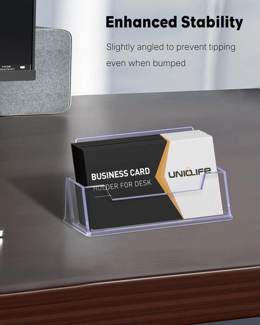 Uniclife 2 Pack Acrylic Business Card Holder for Desk, 60 Card Capacity