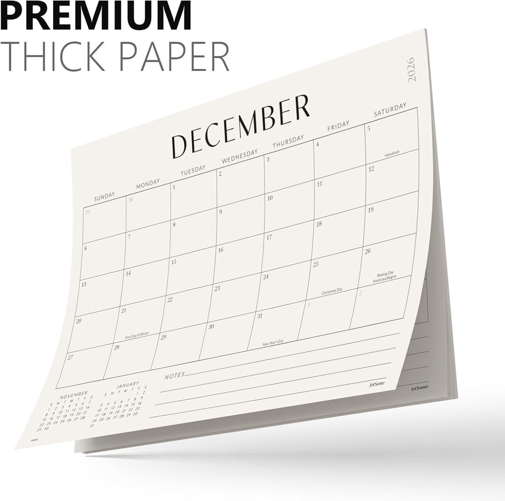 Jotsome Desk Calendar 2026-2027 with Protective Mat 14"x10.5"