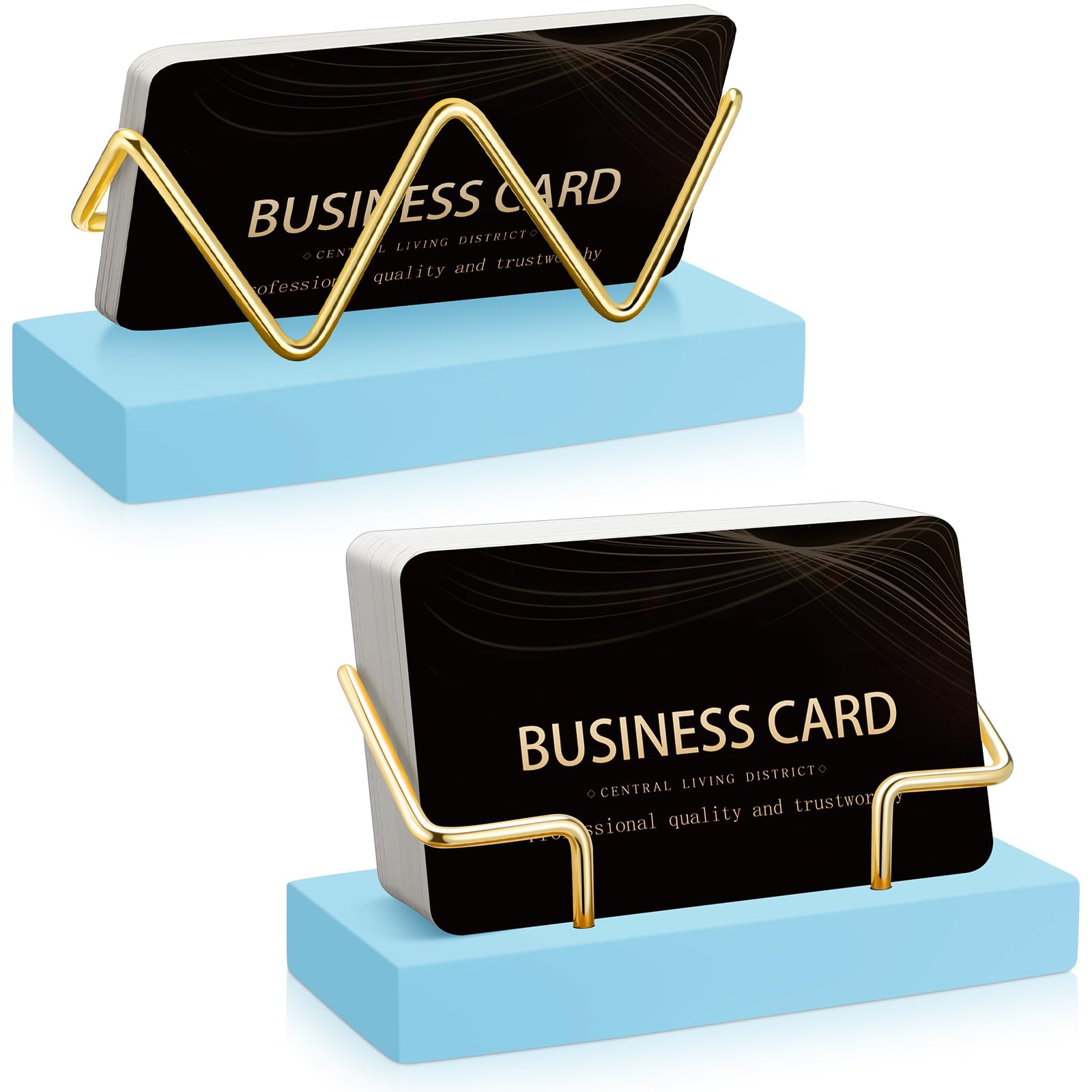 Amyhill 2 Pieces Wood Business Card Holder for Desk,Light Wood Color, Black