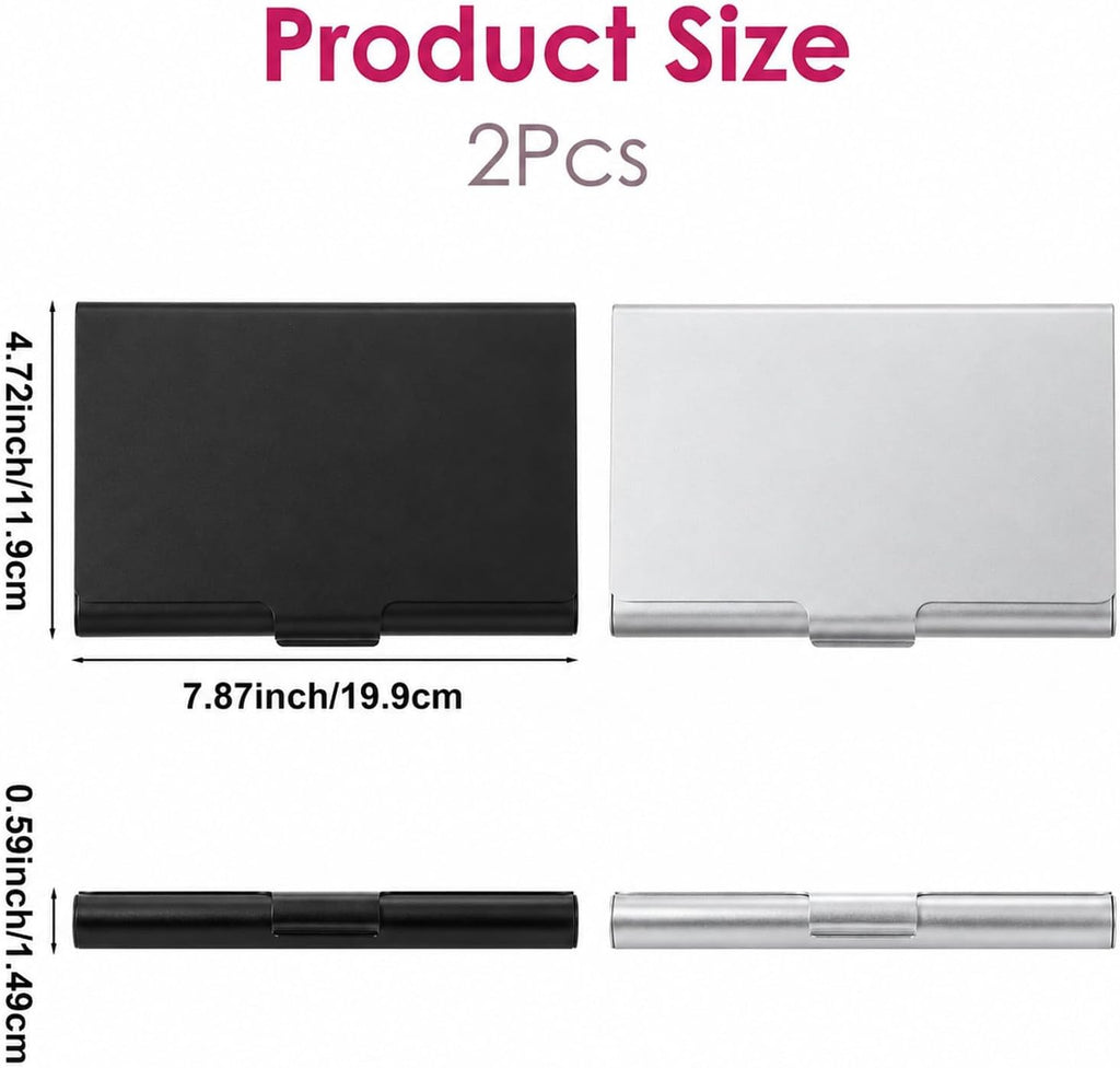 2Pcs Business Card Case, Business Card Holder for Purse