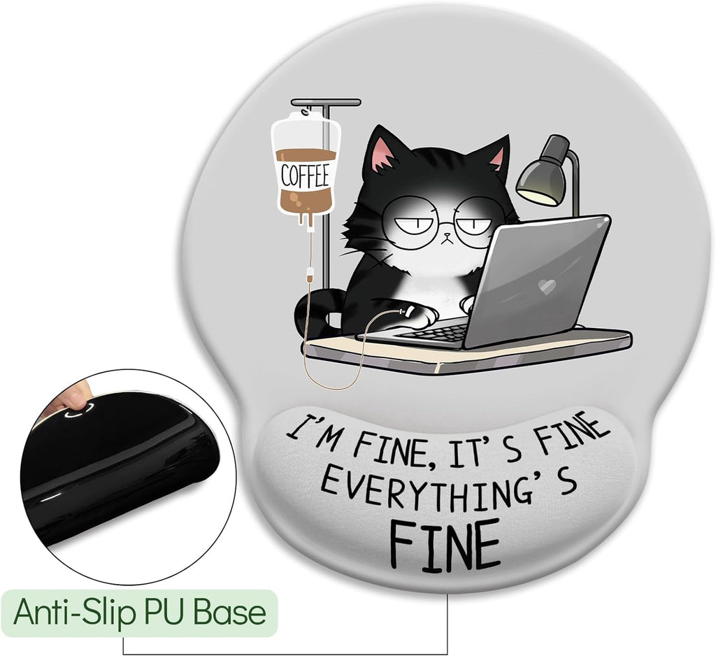 LIMKRIAN Funny Ergonomic Mouse Pad with Wrist Rest, Cat Desk Decor Gifts