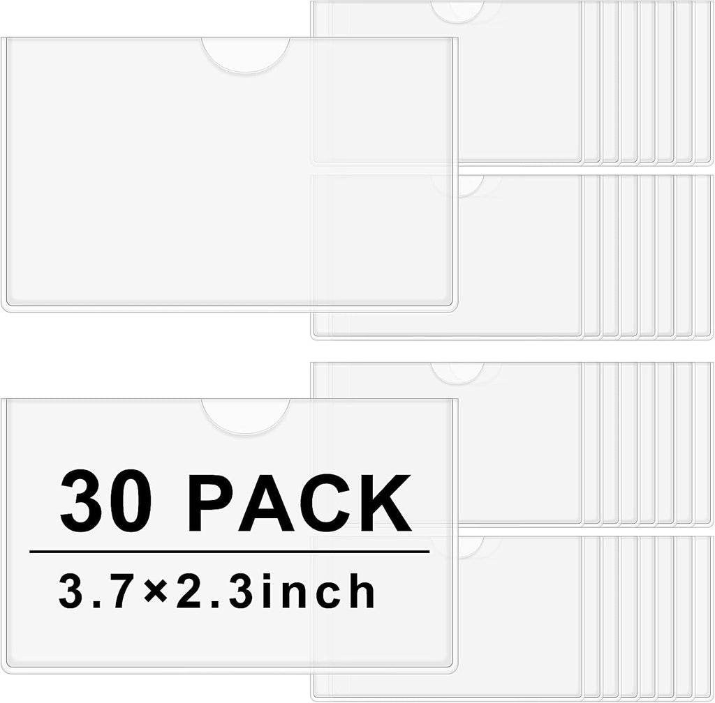 Chinco 30 Pack Self Adhesive Index Card Pockets Top Open,3.7 X 2.3 Inches