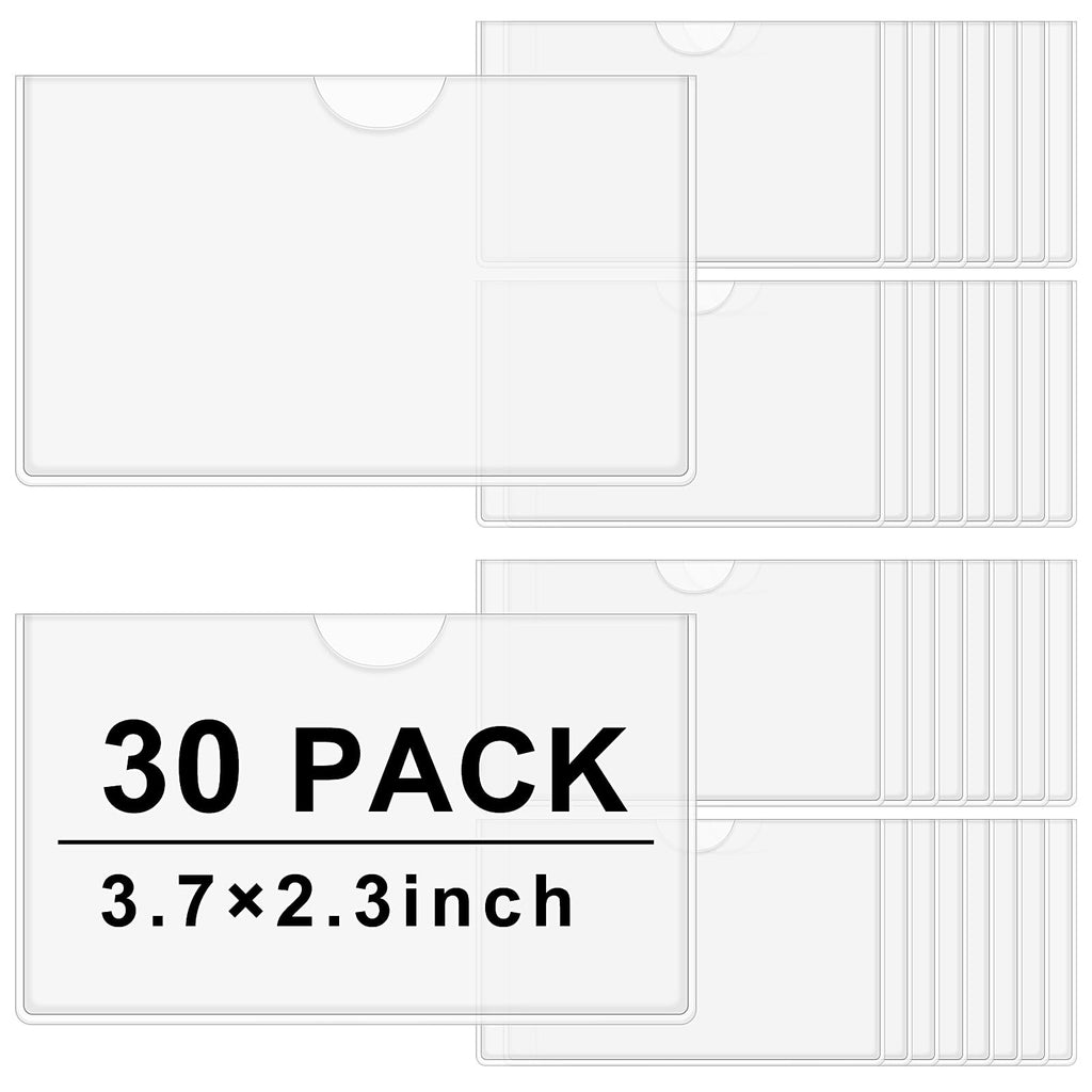 Chinco 30 Pack Self Adhesive Index Card Pockets Top Open,3.7 X 2.3 Inches