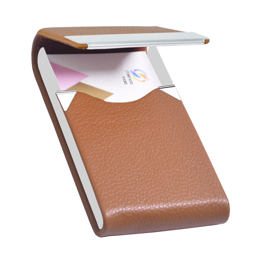 Business Card Holder PU Leather&Metal Business Card Case,Black1