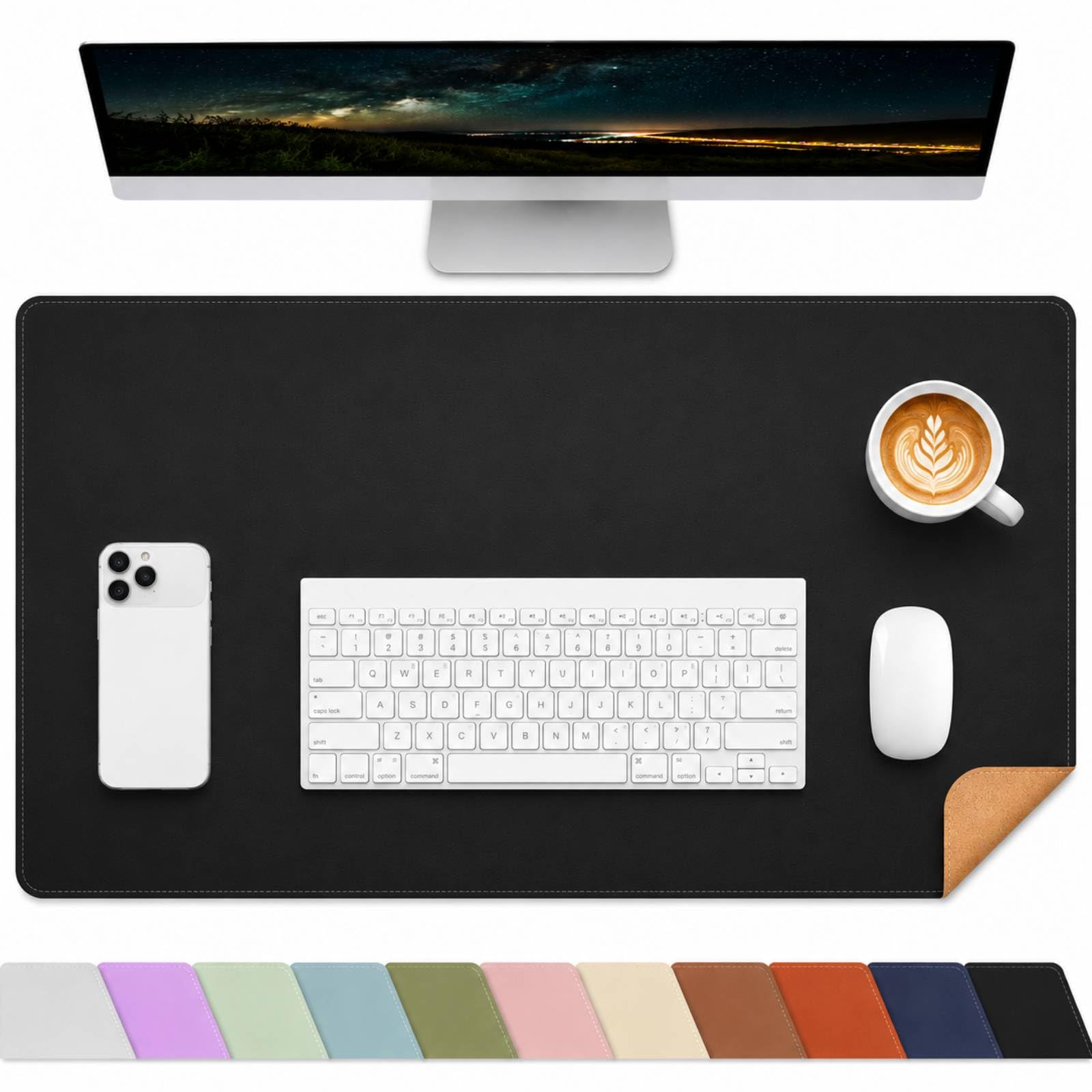 AFIING Large Desk Mat, 47" x 17", Black