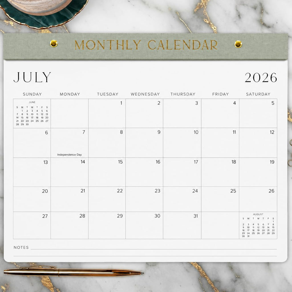 Aesthetic 2026-2027 Desk Calendar - Runs From January 2026 Until July 2027