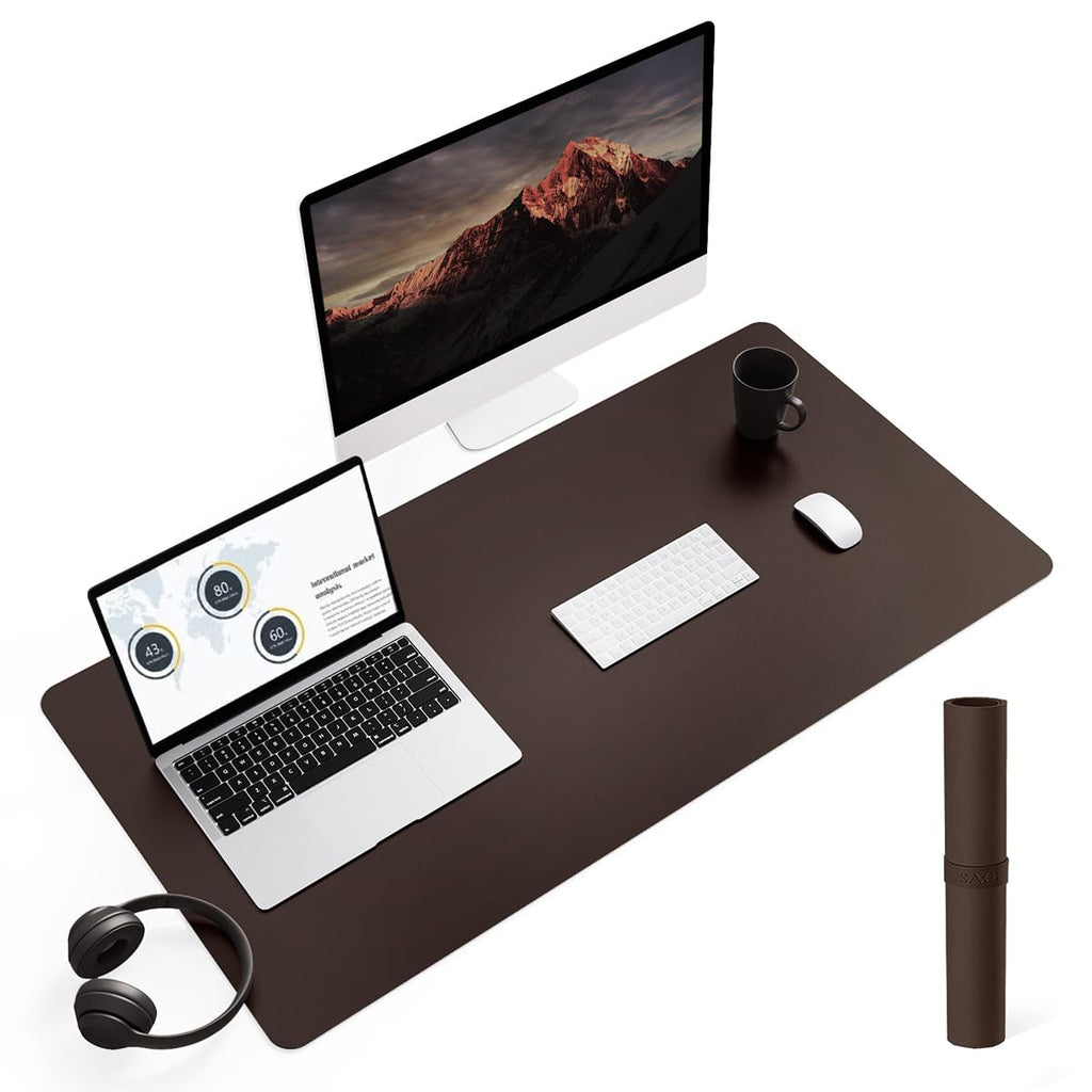 YSAGi Non-Slip Leather Desk Pad, Waterproof Laptop Computer Desk Keyboard Mat, Table Protector Blotter Mat, Large Mouse Pad for Office/Work/Home/Decor(Olive Green, 31.5" x 15.7")