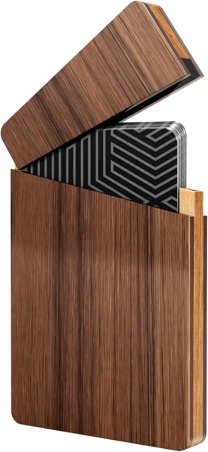 MaxGear Portable Wooden Business Card Holder