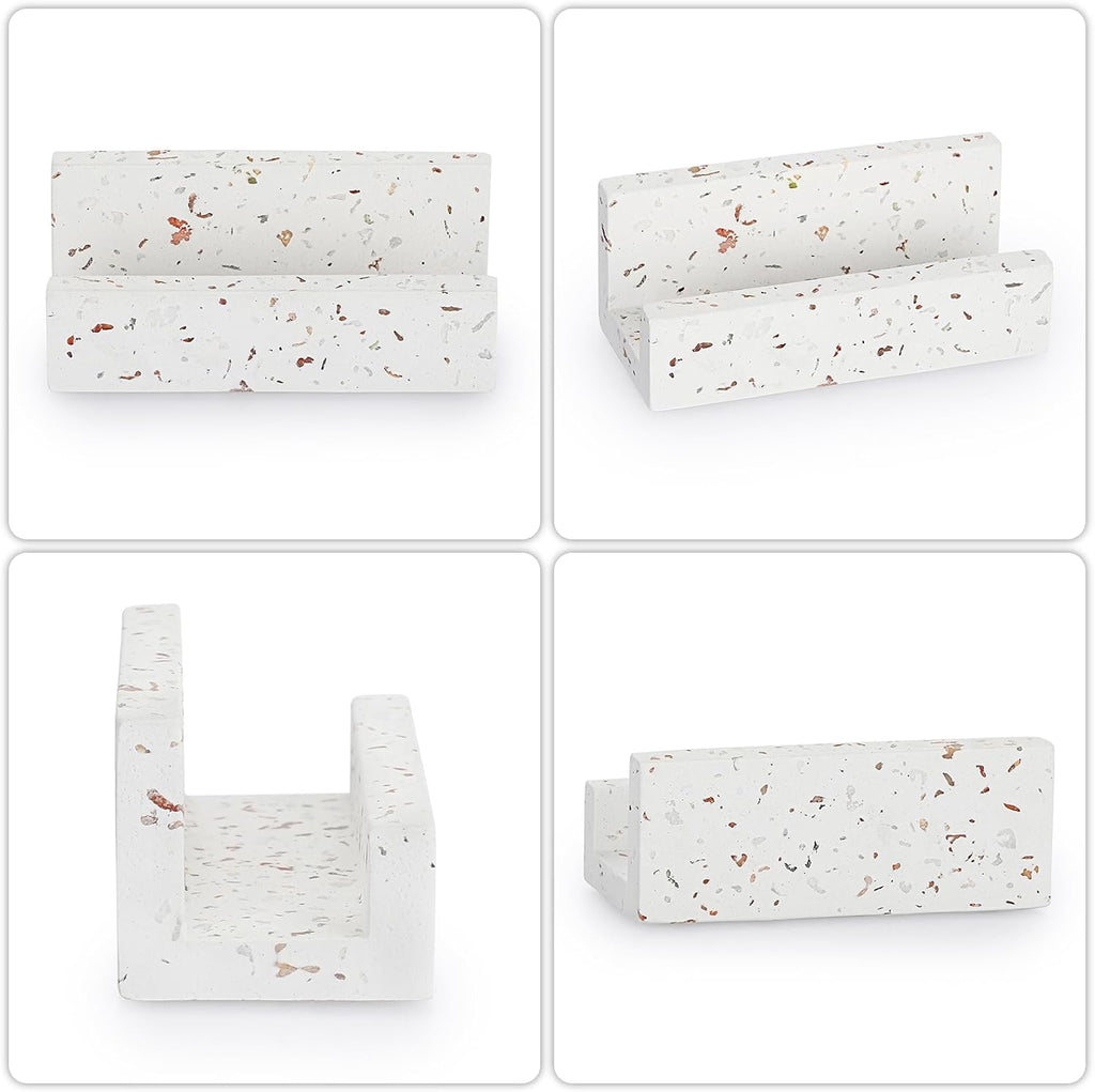 Hipiwe Business Card Holder for Desk Terrazzo Business Card Display Stand