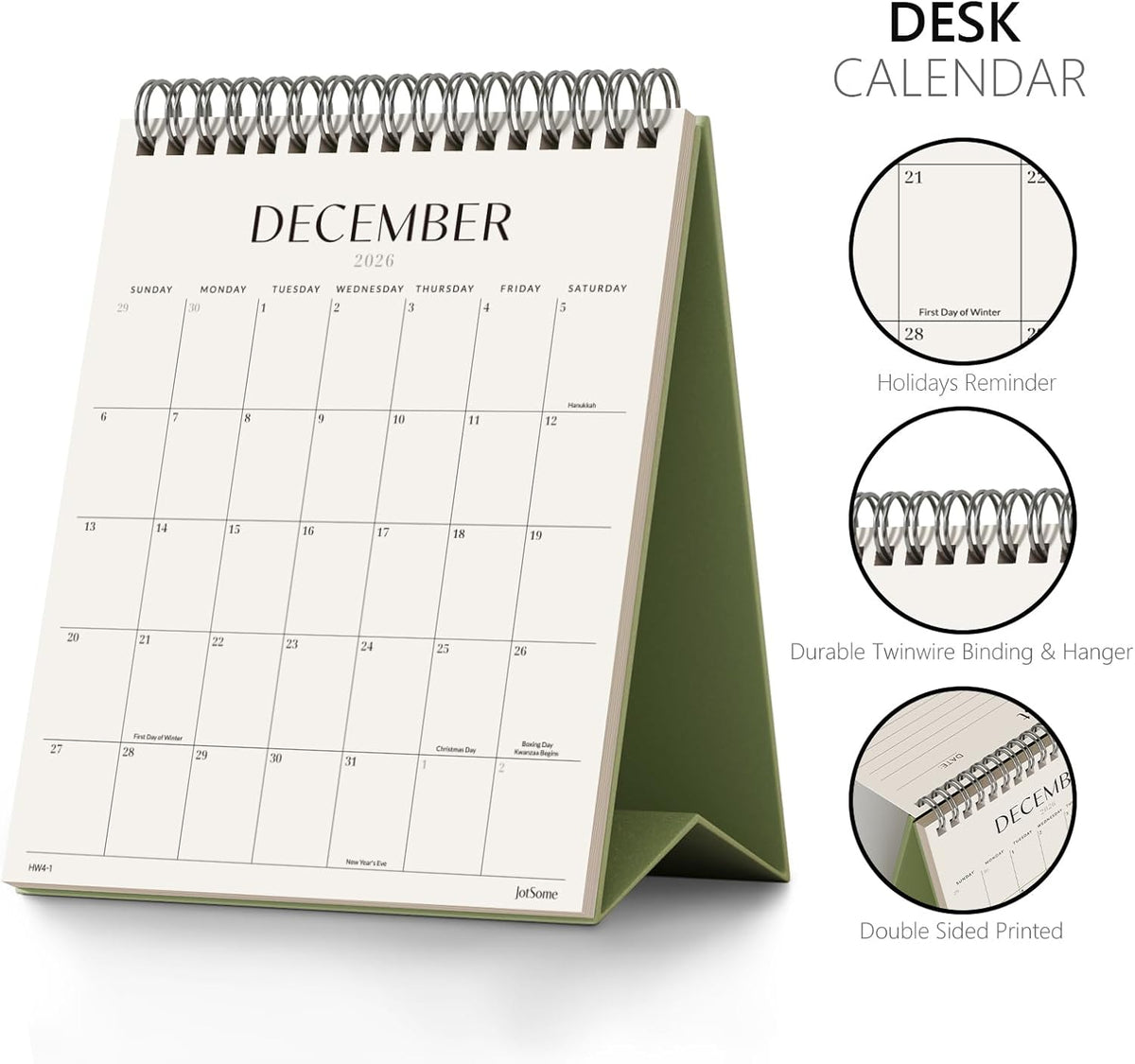 Jotsome Desk Calendar 2026-2027, Small Standing Flip Desktop Calendar