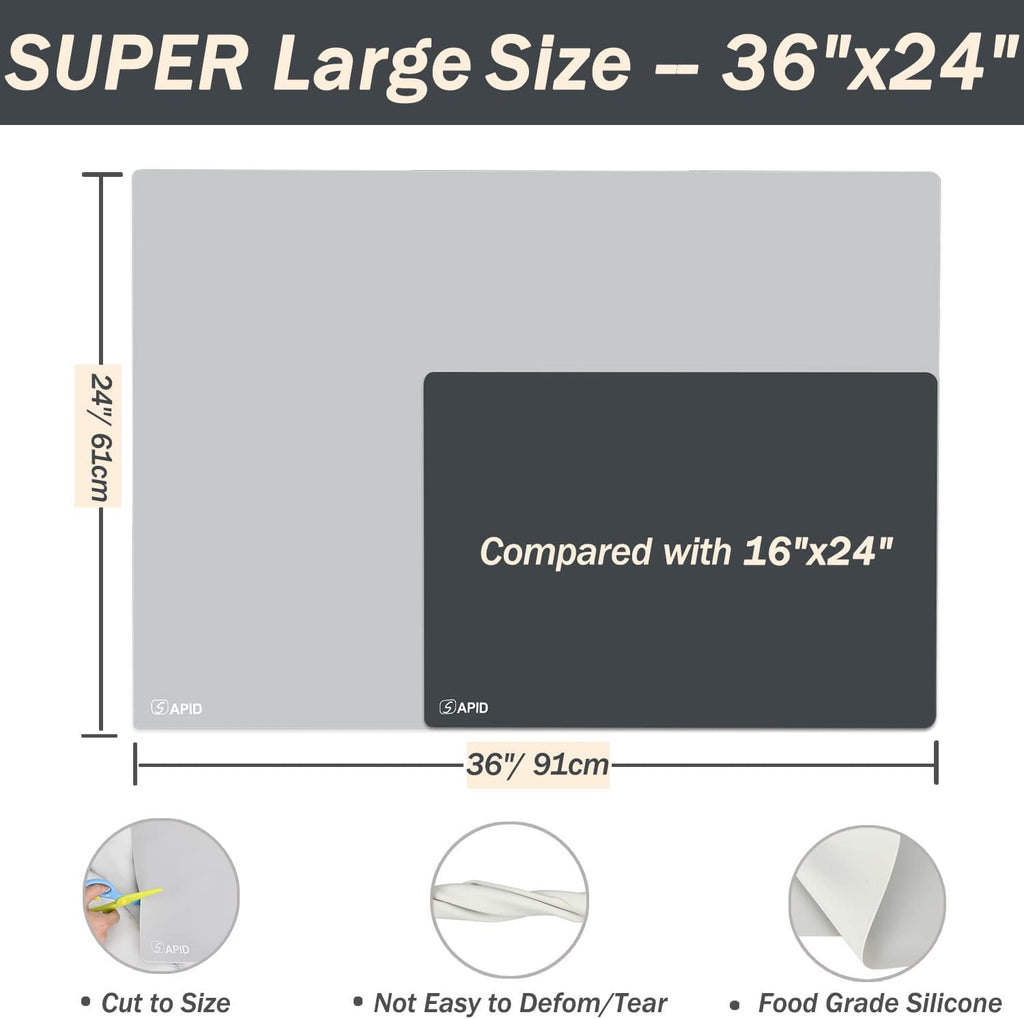 Extra Large Silicone Mat Kitchen Counter Heat Resistant Table Mat 36" x 24"