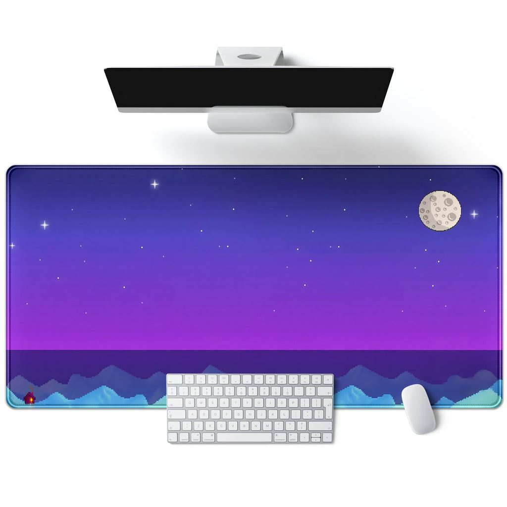 Purple Flowers Bookshelf Desk Mat Bookish Desk Pad Celestial Floral Books Large Mouse Pad XXL Extended Mousepad Aesthetic Keyboard Pad Crystal Globe Mouse Mat 31.5x15.7 in Office Decor for Women