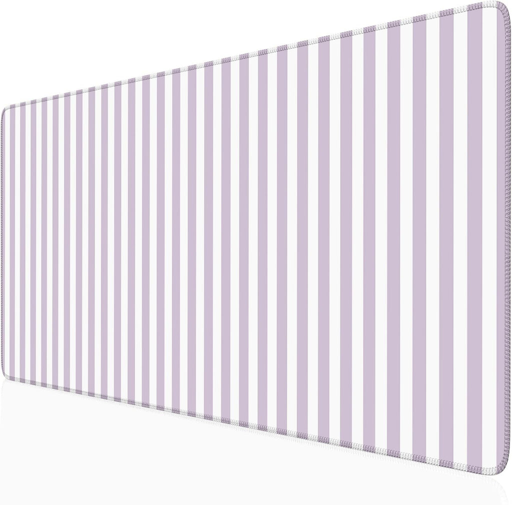 Light Pink Striped Desk Mat Cute Pastel XXL Large Gaming Mouse Pad Desk Pad Kawaii Cozy Aesthetic Keyboard Laptop Computer Mat Home Office Decor for Women