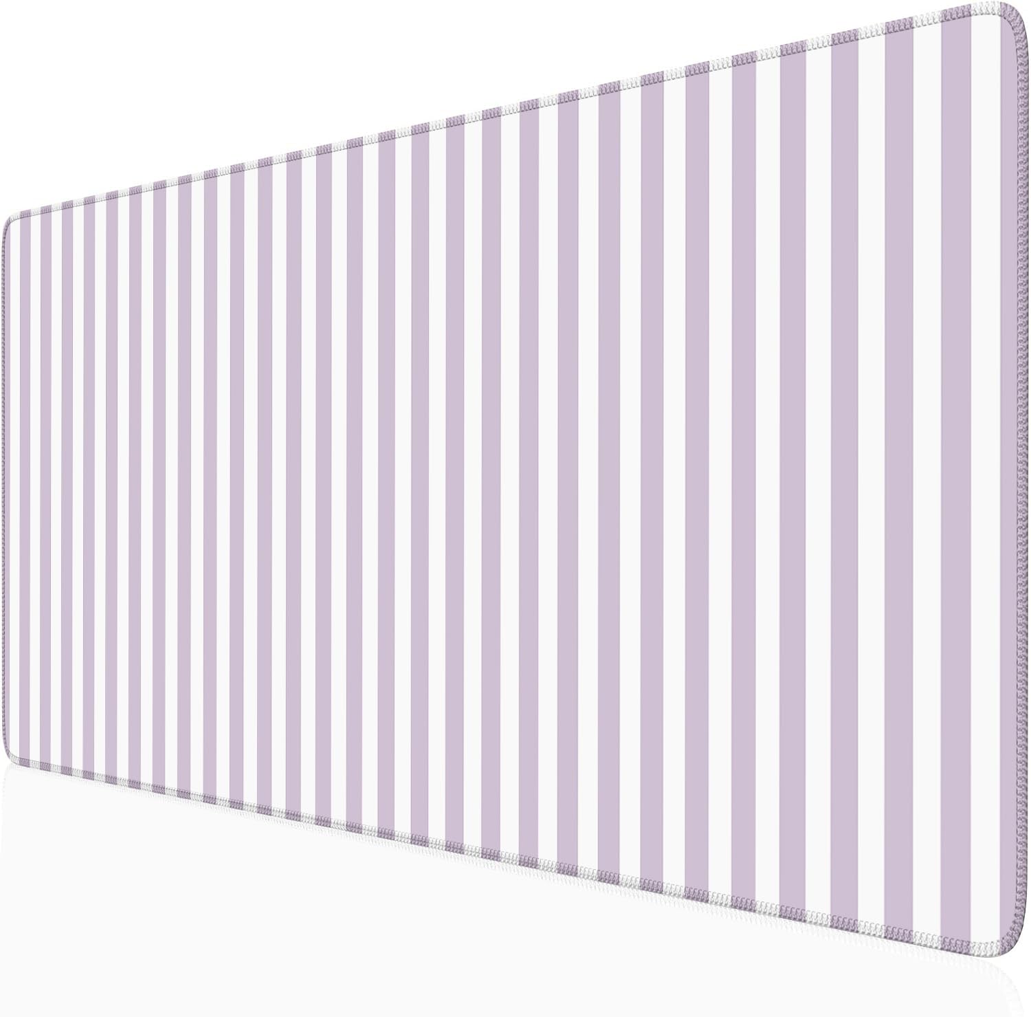 Light Pink Striped Desk Mat Cute Pastel XXL Large Gaming Mouse Pad Desk Pad Kawaii Cozy Aesthetic Keyboard Laptop Computer Mat Home Office Decor for Women