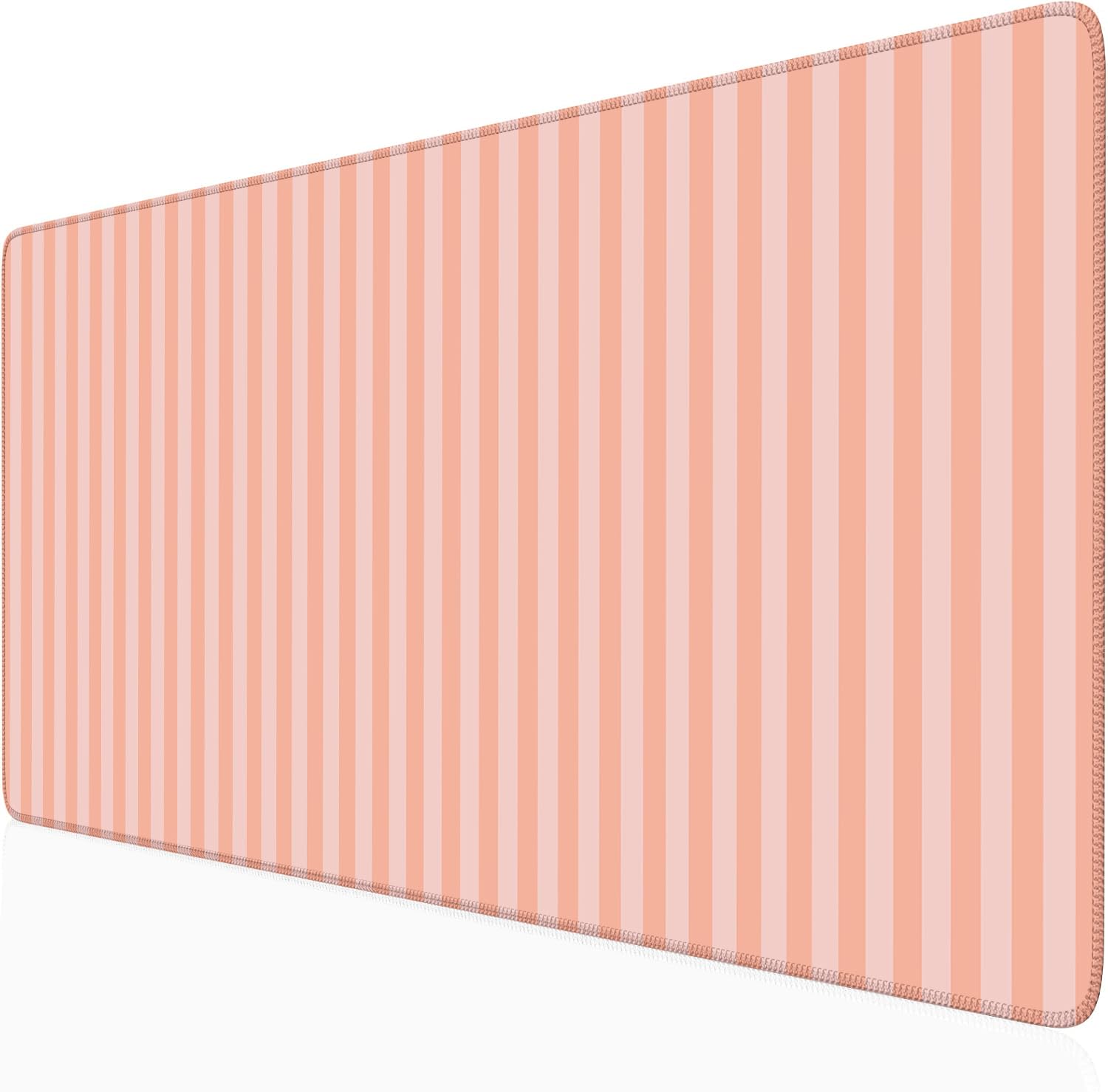 Light Pink Striped Desk Mat Cute Pastel XXL Large Gaming Mouse Pad Desk Pad Kawaii Cozy Aesthetic Keyboard Laptop Computer Mat Home Office Decor for Women