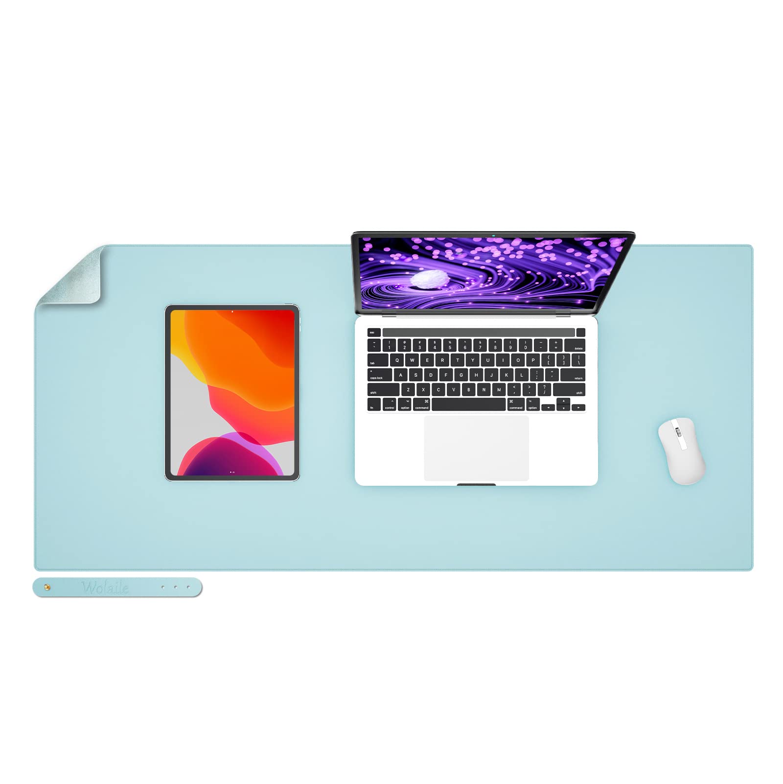 Leather Desk Pad Blotter,Wolaile 36x17 inch Big Keyboard Mouse Pad,Waterproof Non-Slip Writing Desk Computer Mat Desktop Protector for Office Home,Ivory White