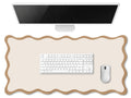 Hahafelt Large Scalloped Desk Mat Pad, Blue, 31.5 x 15.8 Inches