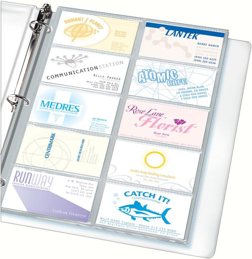 Avery® Clear Business Card Organizer Pages for 3 Ring Binders, Pack of 10, Holds 200 Cards Total (76009)