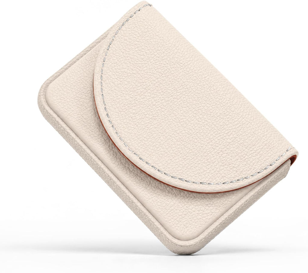 Business Card Holder，PU Leather Business Card Case Wallet White