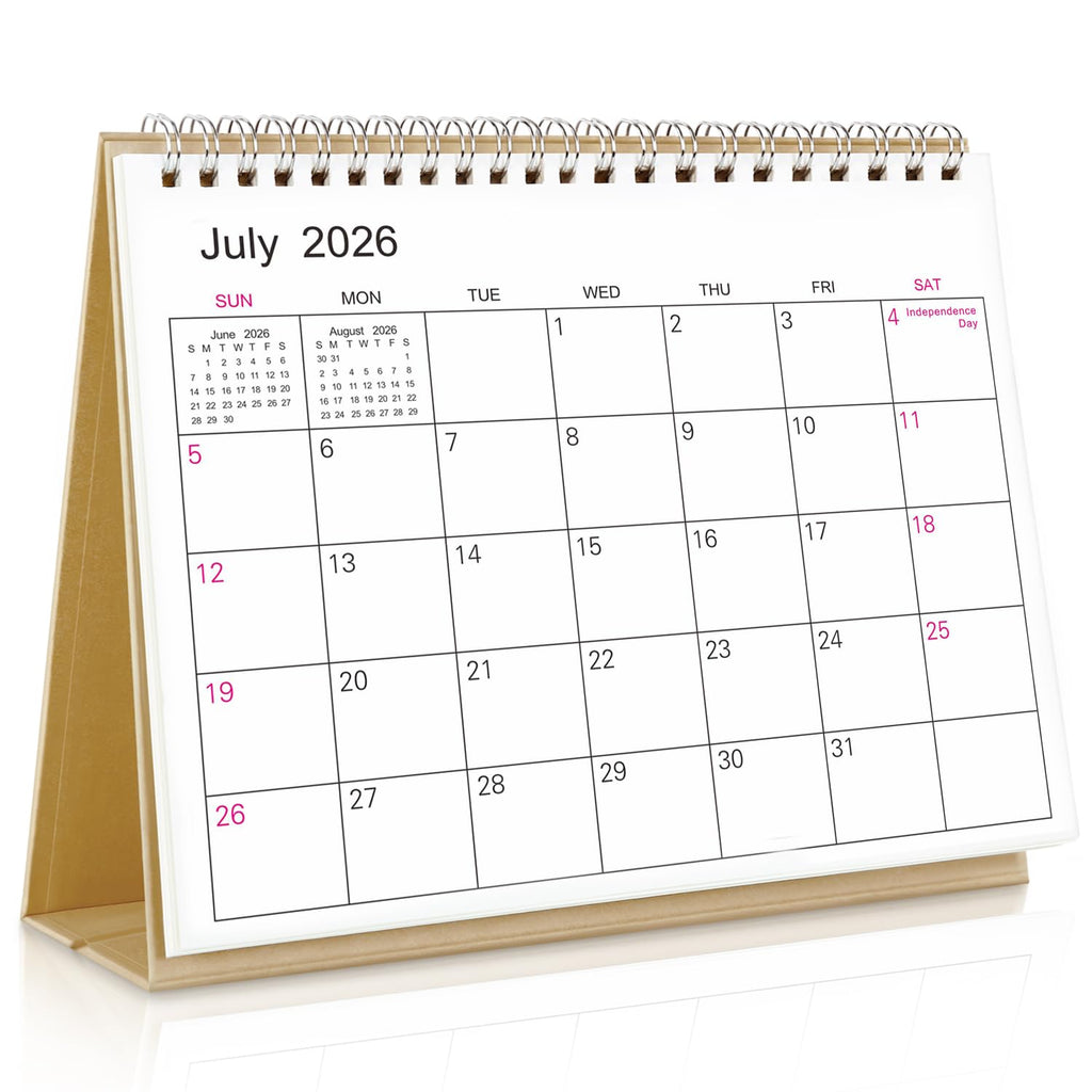 SKYDUE Small Desk Calendar 2026-2027, Jul. 2026 to Dec. 2027, 18 Months Small Desk Calendar with Planner Stickers, 8.5" x 7" Desktop Calendar Planner, Kraft