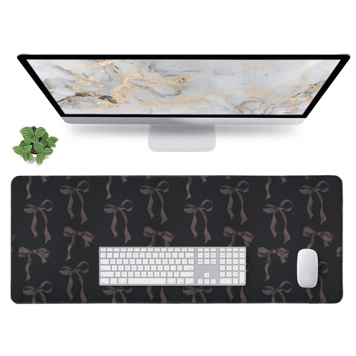 Pink Mouse Pad, Bows Desk Mat Computer Mat Desk Accessories 31.5 x 11.8