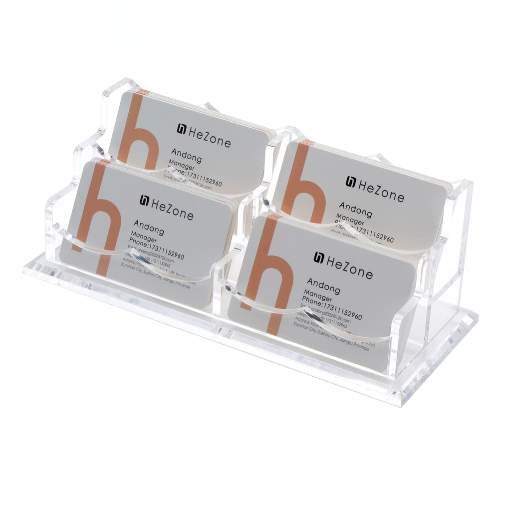Business Card Holder for Desk 2 Tier 2 Slots, Clear Acrylic Business Card Display Stand for Women and Men, Organize 100 Cards-1 Pack (2 Slots-H)