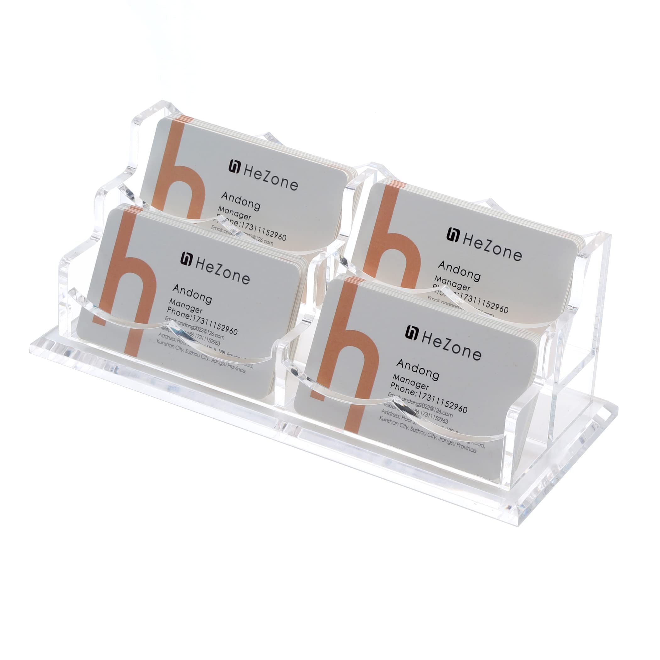 Business Card Holder for Desk 2 Tier 2 Slots, Clear Acrylic Business Card Display Stand for Women and Men, Organize 100 Cards-1 Pack (2 Slots-H)