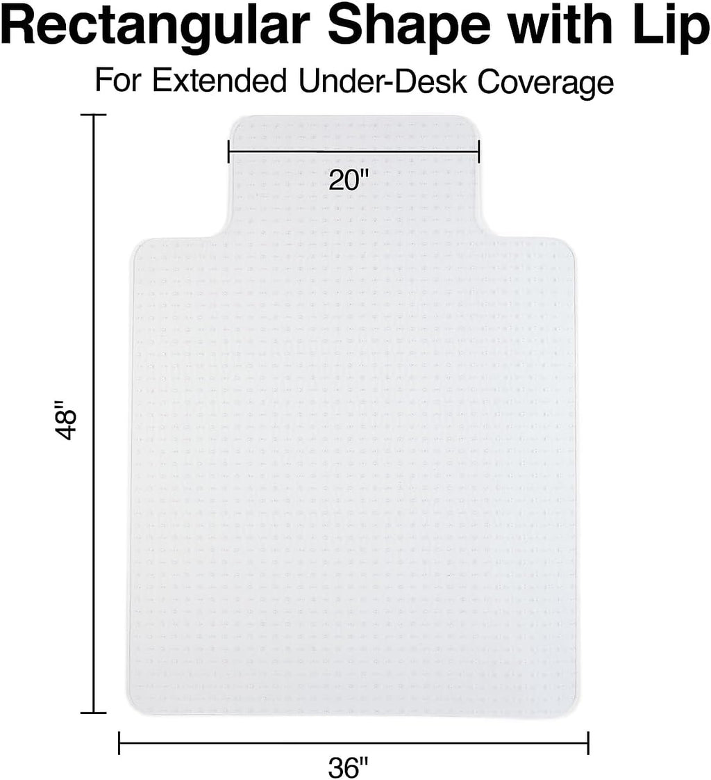 Staples Office Chair Mat, Clear, 35.5x47.5 Inch, Flat-Pile Carpet, with Lip