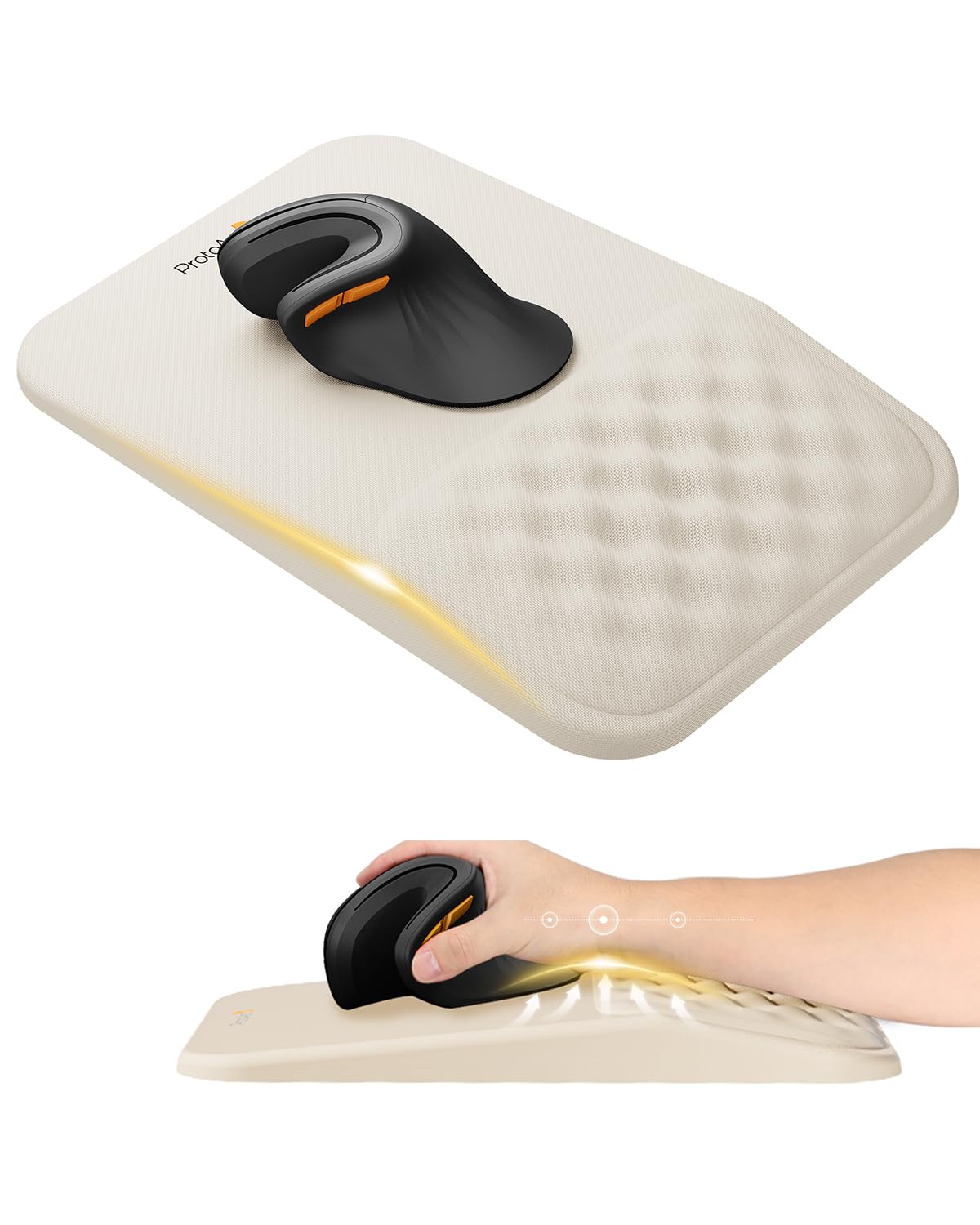 ProtoArc MP50 Ergonomic Mouse Pad with Wrist Support, Lycra Surface, Black