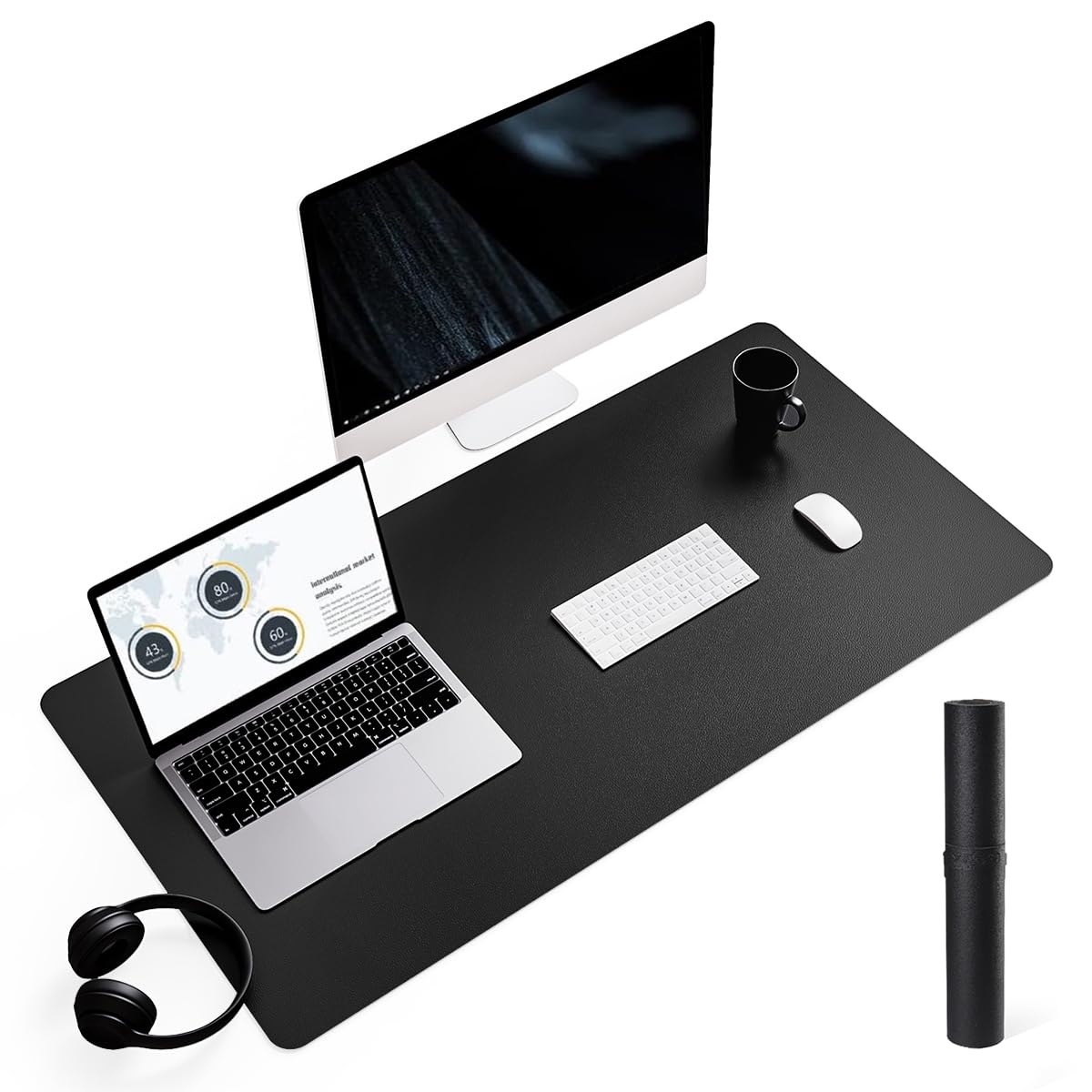 YSAGi Non-Slip Leather Desk Pad, Waterproof Laptop Computer Desk Keyboard Mat, Table Protector Blotter Mat, Large Mouse Pad for Office/Work/Home/Decor(Olive Green, 31.5" x 15.7")