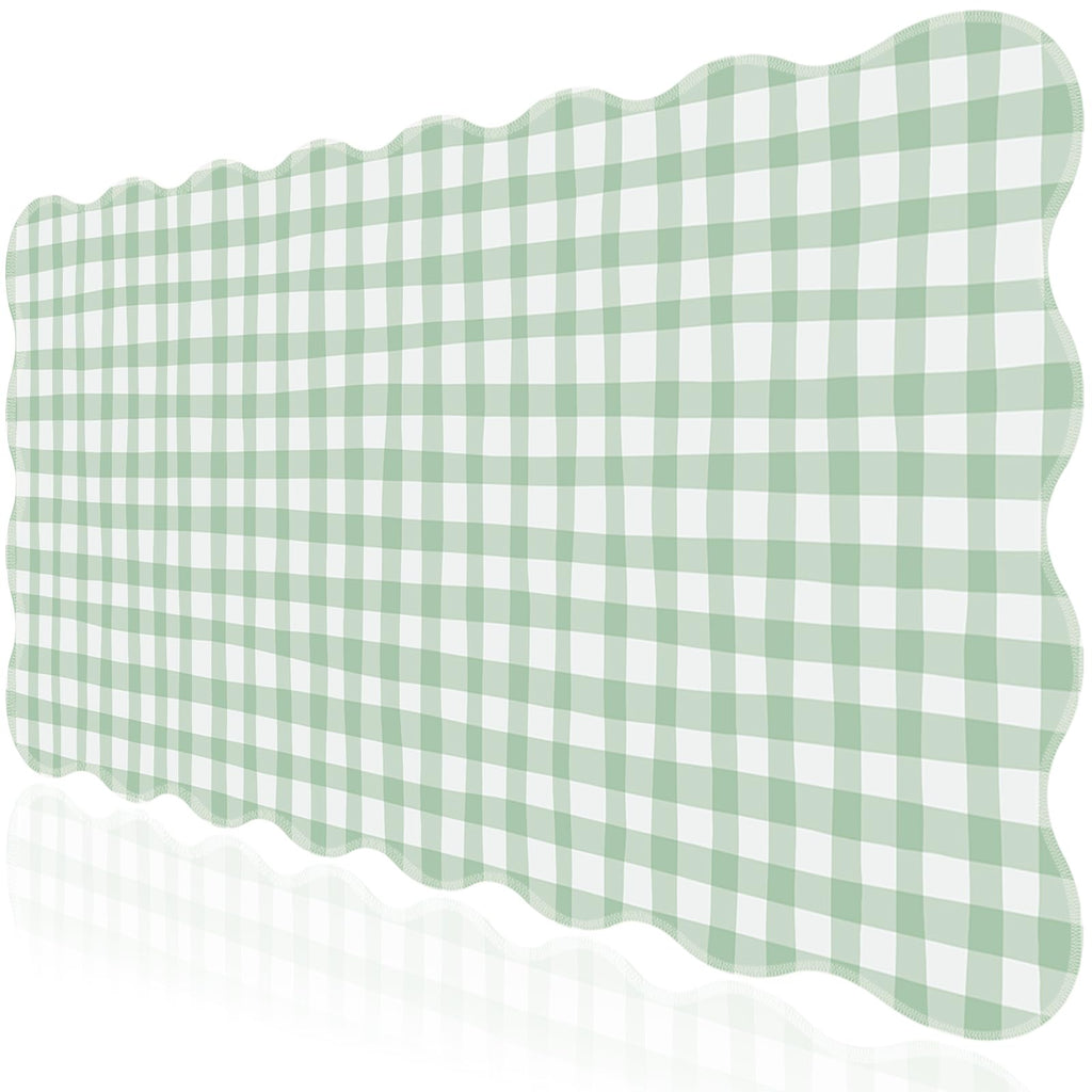 L-SPOUTTO Green Mouse Pad,Geometric Desk Mat XXL Large Scalloped Gaming Mousepad,35.4x15.7in Non-Slip Rubber Base Keyboard Pad Waterproof Desktop Mat for Laptop Computer Game Home Office-Checkered