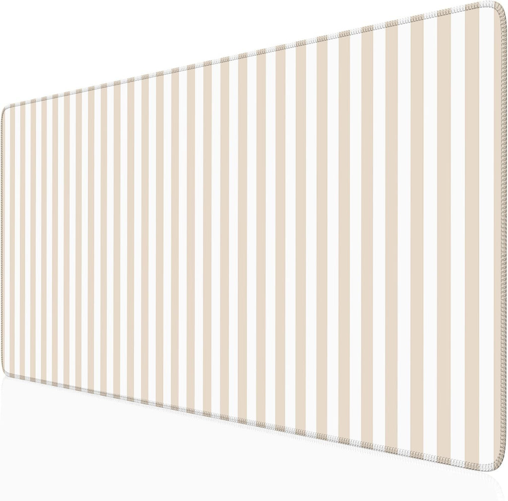 Light Pink Striped Desk Mat Cute Pastel XXL Large Gaming Mouse Pad Desk Pad Kawaii Cozy Aesthetic Keyboard Laptop Computer Mat Home Office Decor for Women