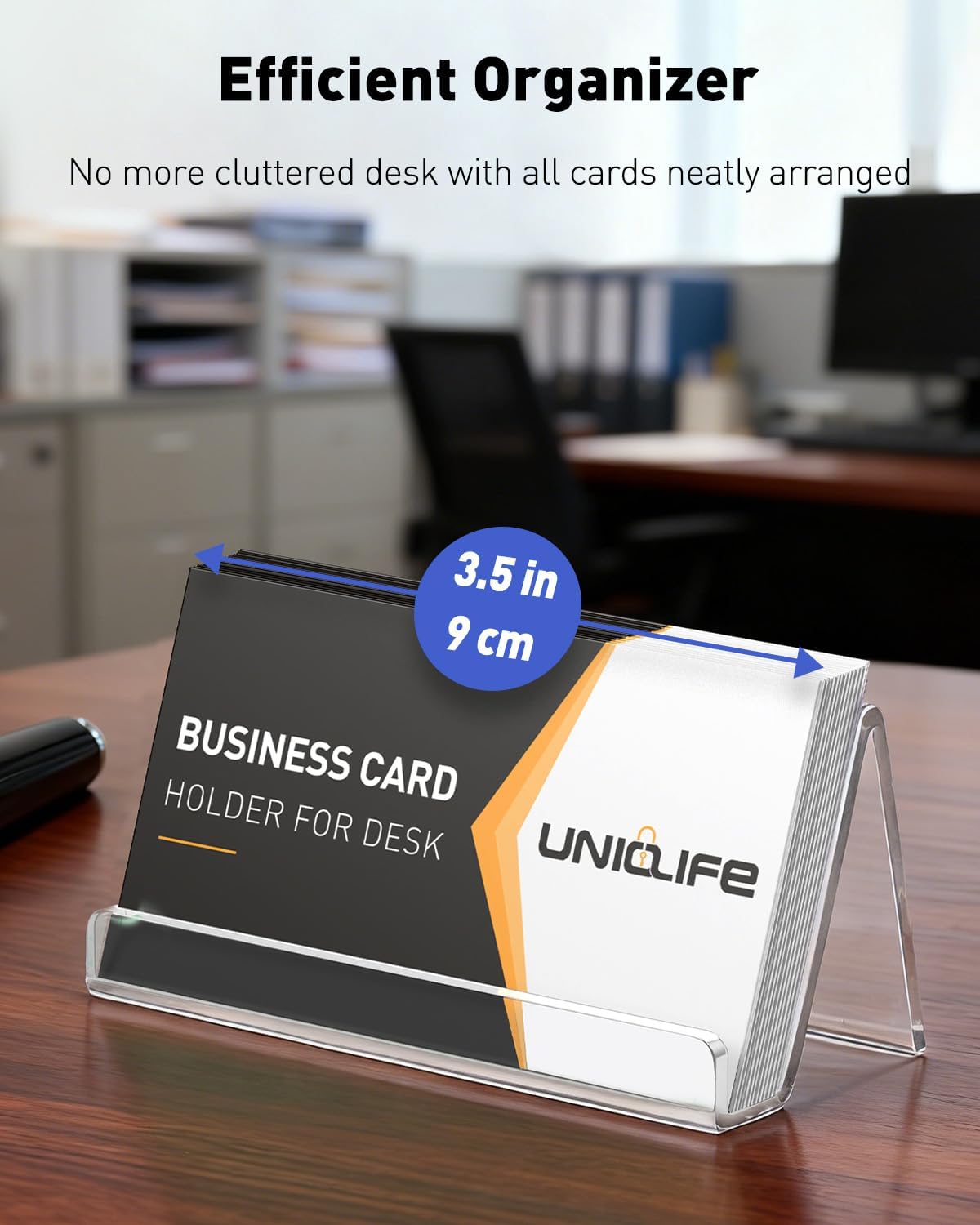 Uniclife 4 Pack Acrylic Business Card Holder for Desk, 50 Card Capacity