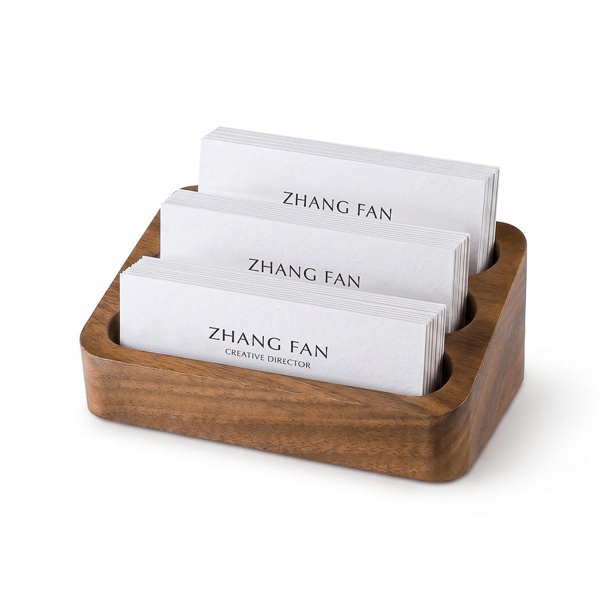 Business Card Holder for Desk, Minimalist Office Wooden Organizer
