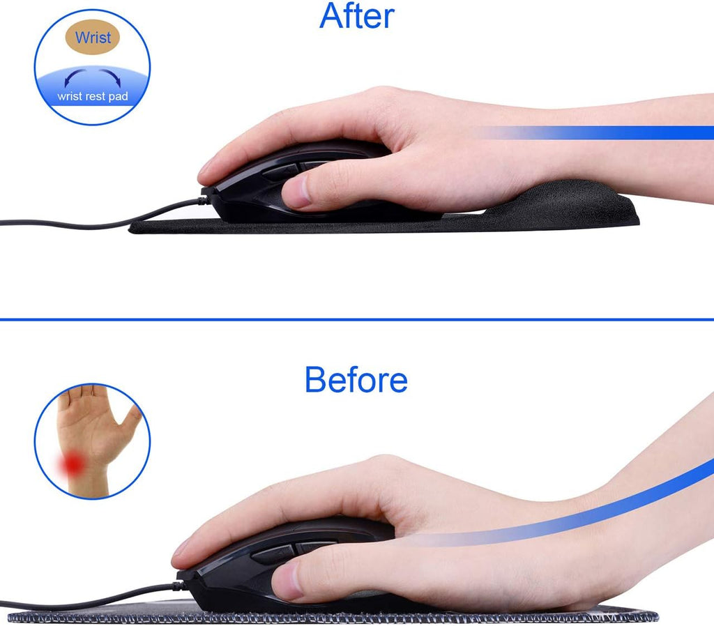 JIKIOU Ergonomic Mouse Pad with Gel Wrist Rest, 9.2 x 8.1 in, Black