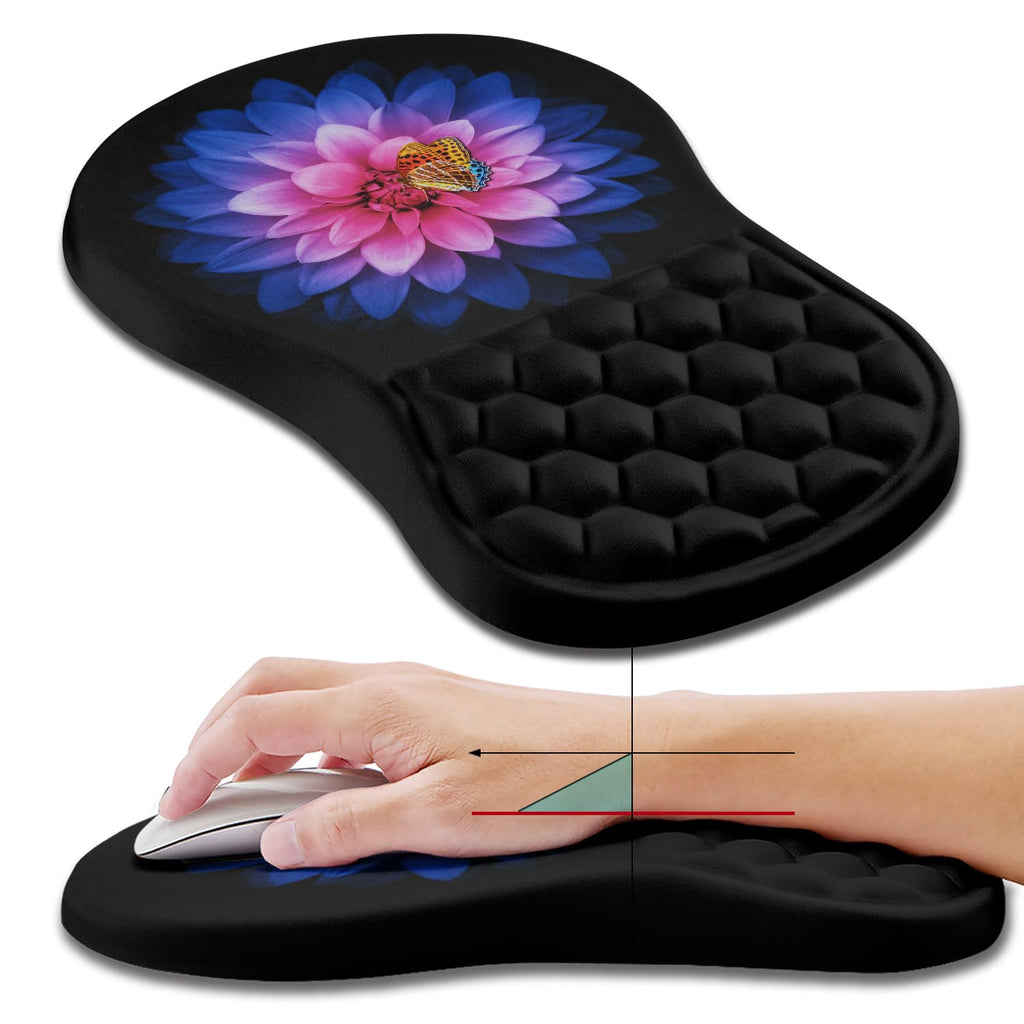 Hokafenle Ergonomic Mouse Pad Wrist Support, Wrist Rest Mousepad for Carpal Tunnel Pain Relief with Integrated Memory Foam Slope Massage Bulge (11.8x7.9 inch,Topographic Contour)
