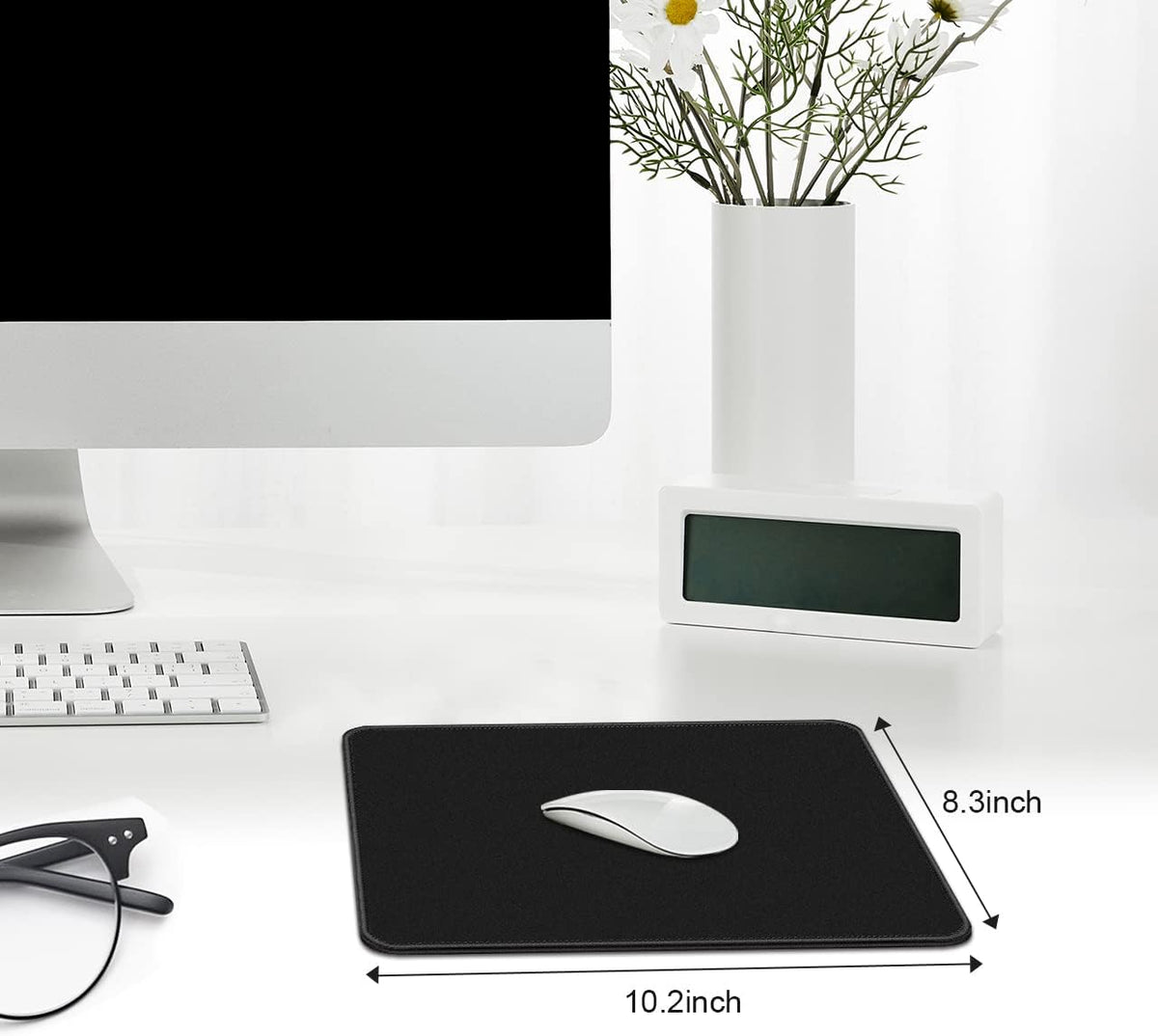 3 Pack Standard Mouse Pad with Stitched Edges, 10.3 x 8.3 in Black