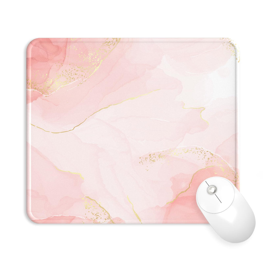 eulps Mouse Pad with Wrist Rest, Comfortable Computer Mousepad with Gel Wrist Support Smooth Surface and Non-Slip PU Base for Pain Relief, Laptop, Office & Home (Rose)