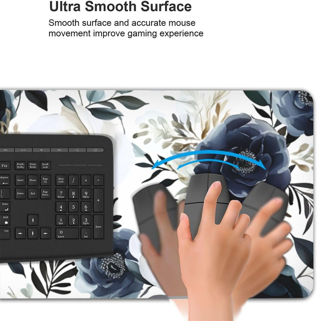 35.4 x 15.7 in, XXL Large Mouse Pad for Desk, Extended Keyboard Mouse Mat for Computer Office, Big Laptop Mouse pad, Gaming Pc-Boho Navy Blue Peony Florals