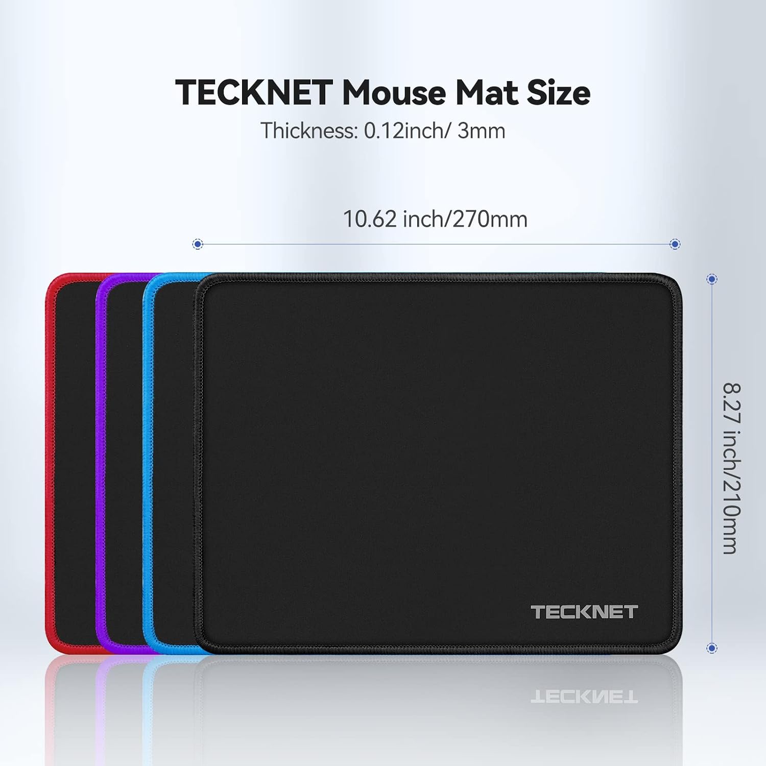 TECKNET Mouse Pad with Durable Anti-fray Stitching, Black Small Mousepad